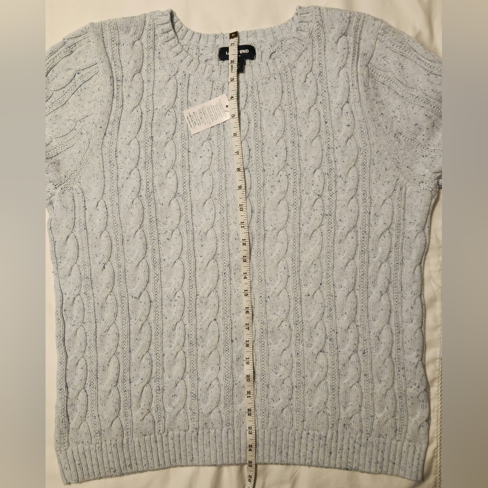 Lands' End Women's Cotton Drifter Cable Crew Neck Sweater Light Blue Size XL NWT - Picture 7 of 7